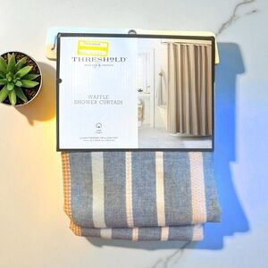 Threshold Striped Waffle Shower Curtain